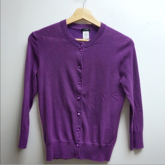 J crew XS purple cardigan - Picture 2 of 3